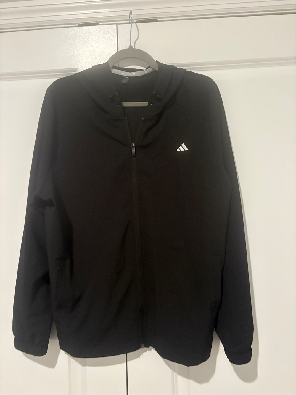 Adidas Men's Black Hooded Full-Zip Performance Jacket